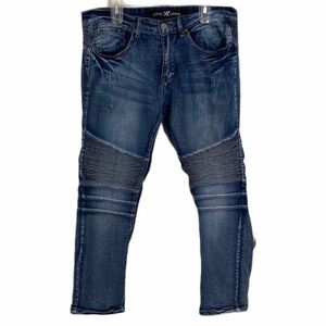 XRay Stonewashed stacked stretch Blue Moto Jeans Size 34/30